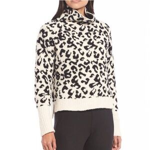 UGG Leopard Print Cowl Neck Sweater Cream and Black size S